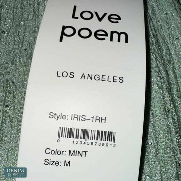 Love Poem Boutique Mint Crinkle Rhinestone Two Piece Lounge Set Sparkle M NEW - Picture 12 of 13